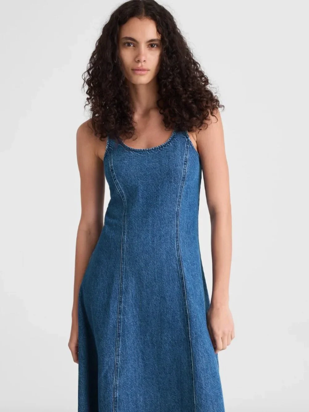 NWT! MADEWELL Denim Scoopneck Midi Dress Size Small - Picture 2 of 8